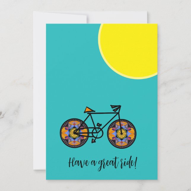 Tarjeta de saludo para bicicleta de girasol (Anverso)
