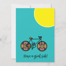 Tarjeta de saludo para bicicleta de girasol