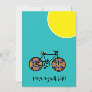 Tarjeta de saludo para bicicleta de girasol