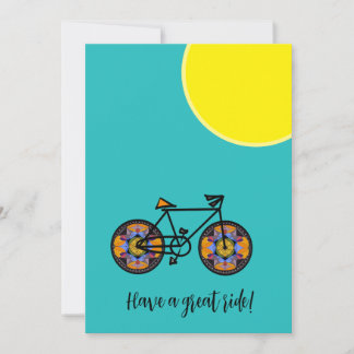 Tarjeta de saludo para bicicleta de girasol