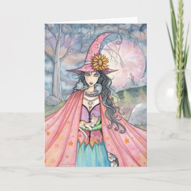 Tarjeta de saludo para brujas Cat Lover (Anverso)