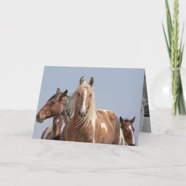 Tarjeta de saludo para caballos salvajes Palomino  (Anverso)
