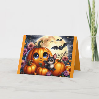 Tarjeta De Saludo Para Calabazas Y Bates De Hallow