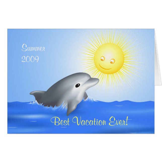 Tarjeta de saludo para delfines bebé (Anverso (Horizontal))