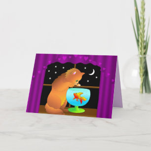 tarjeta de saludo para gatos curiosos