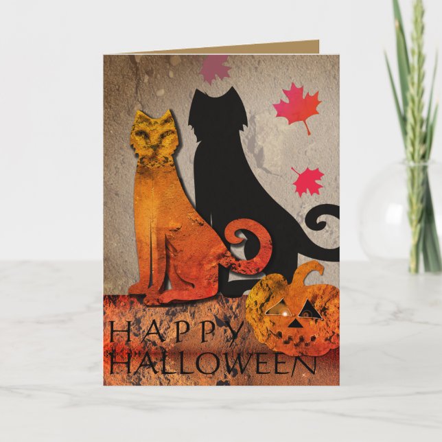Tarjeta de saludo para gatos de Halloween (Anverso)