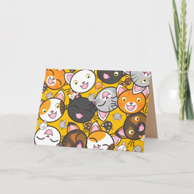 tarjeta de saludo para gatos felices (Anverso)