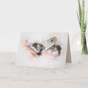 tarjeta de saludo para gatos relajantes