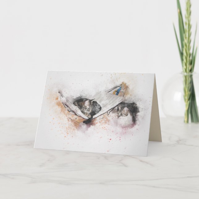 tarjeta de saludo para gatos relajantes (Anverso)