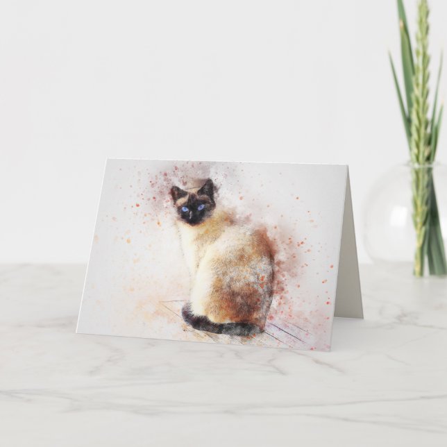 tarjeta de saludo para gatos siameses (Anverso)