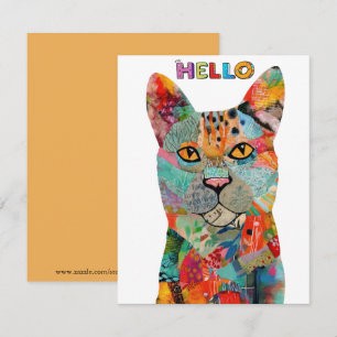 Tarjeta de saludo para gatos, suave y colorida