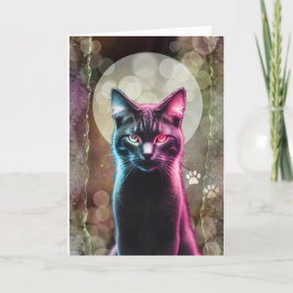Tarjeta de saludo para gatos súper brillante