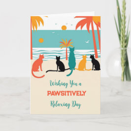 Tarjeta de saludo para gatos tropicales Sunny Beac