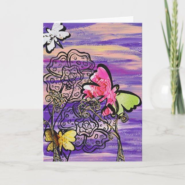 Tarjeta de saludo para Gorras de mariposa (Anverso)