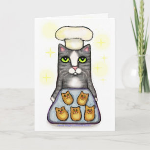 Tarjeta de saludo para hornear gatos Chef