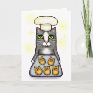 Tarjeta de saludo para hornear gatos Chef