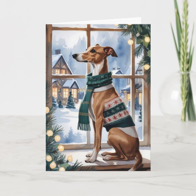 Tarjeta de saludo para los Navidades de perro con  (Anverso)
