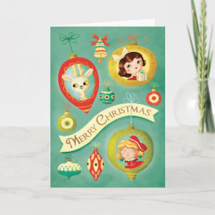 Tarjeta de saludo para muñecas y Navidades renos v