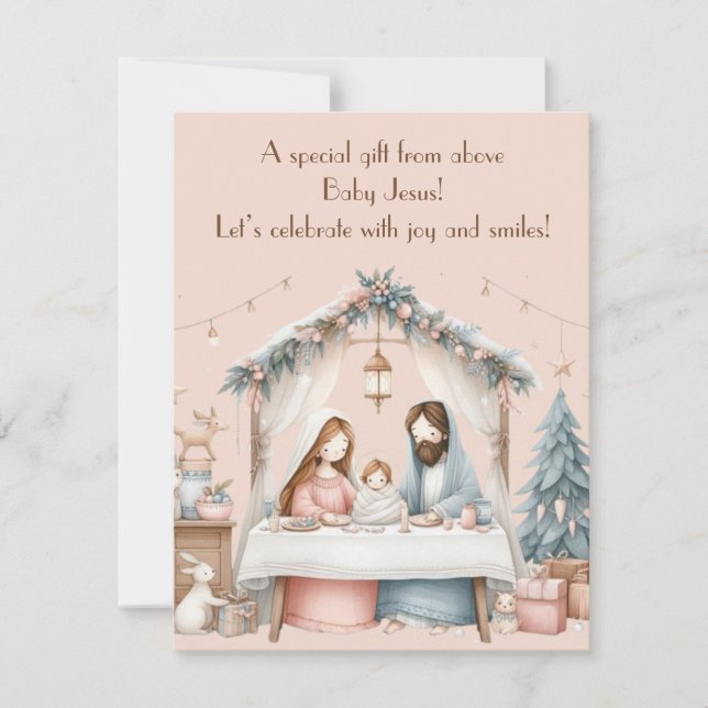 Tarjeta de saludo para Navidades de Baby Jesus (Anverso)