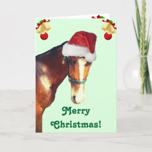 Tarjeta de saludo para Navidades de caballos Cute