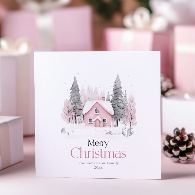 Tarjeta de saludo para Navidades de cabaña de invi (Subido por el creador)
