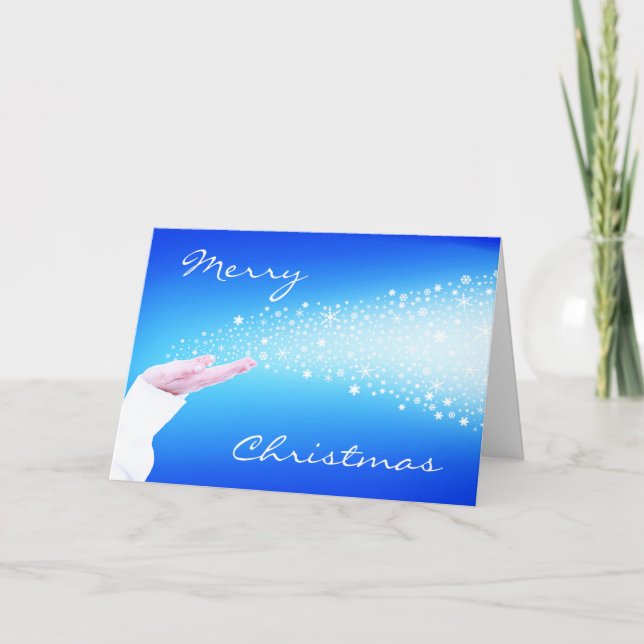 Tarjeta de saludo para Navidades de copas de nieve (Anverso)