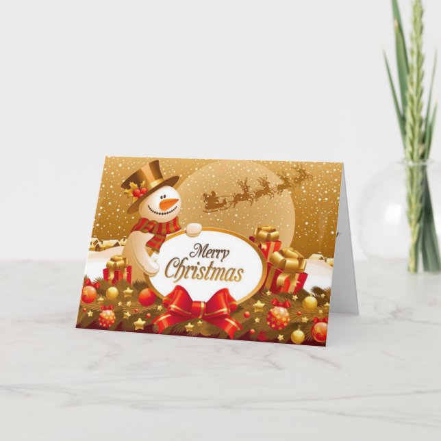 Tarjeta de saludo para Navidades de nieve de oro (Anverso)
