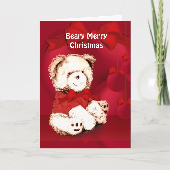 Tarjeta de saludo para Navidades de oseo de Teddy (Anverso)