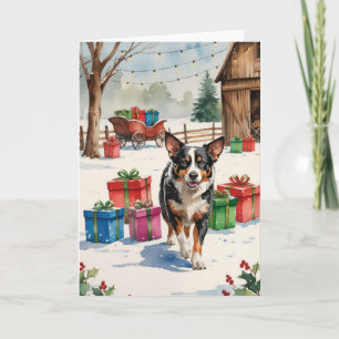 Tarjeta de saludo para Navidades de perro de ganad
