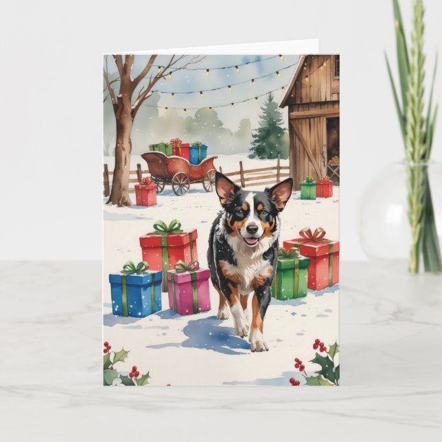 Tarjeta de saludo para Navidades de perro de ganad (Anverso)