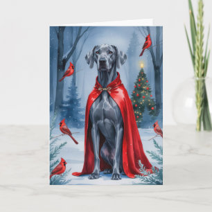 Tarjeta de saludo para Navidades de perro de Weima