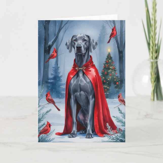 Tarjeta de saludo para Navidades de perro de Weima (Anverso)