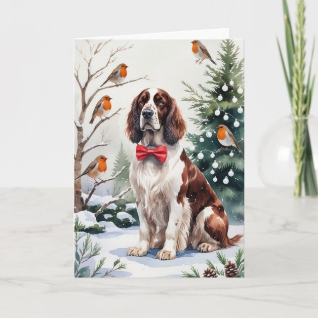 Tarjeta de saludo para Navidades de perro del Sett (Anverso)