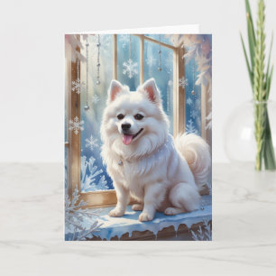 Tarjeta de saludo para Navidades de perro esquimal