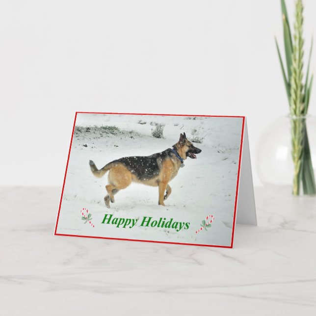 Tarjeta de saludo para Navidades de perro pastor a (Anverso)