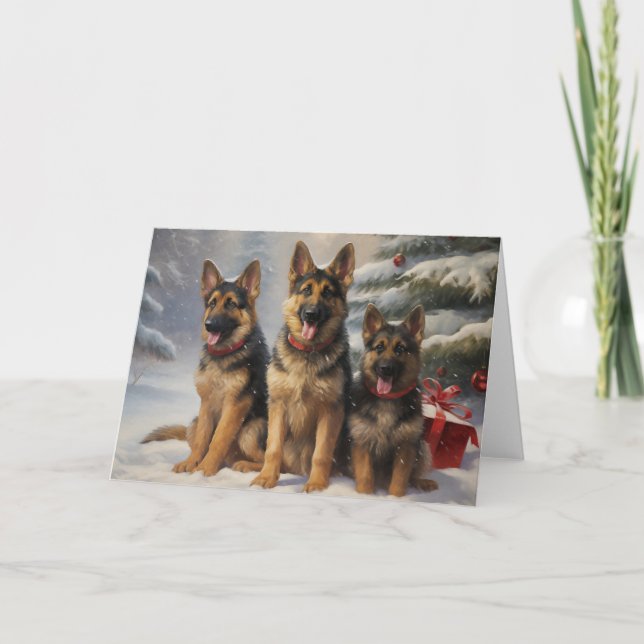 Tarjeta de saludo para Navidades de perro pastores (Anverso)