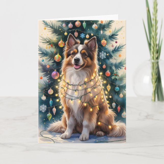 Tarjeta de saludo para Navidades de perro puli (Anverso)
