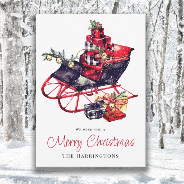 Tarjeta de saludo para Navidades de Sleigh Rojo de (Subido por el creador)