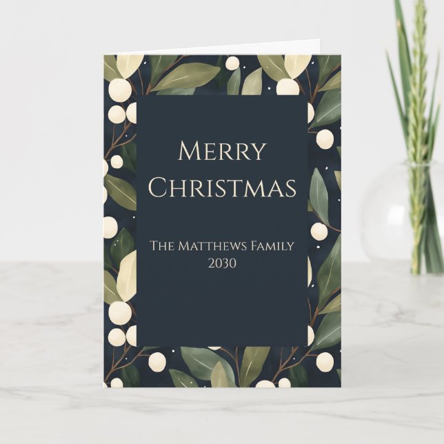 Tarjeta de saludo para Navidades de Snowberry blan (Anverso)