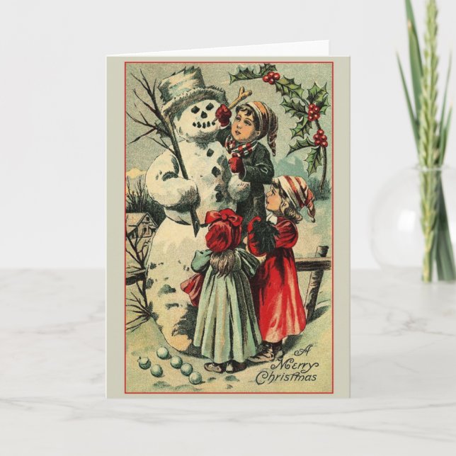 Tarjeta de saludo para Navidades de Snowman de Vic (Anverso)