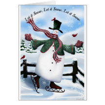Tarjeta de saludo para Navidades de snowman que pa