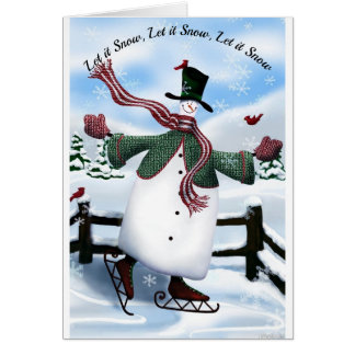 Tarjeta de saludo para Navidades de snowman que pa