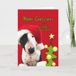 Tarjeta de saludo para Navidades del Bull Terrier