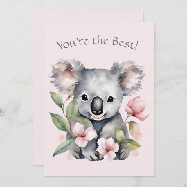 Tarjeta de saludo para oso personalizado Koala (Anverso / Reverso)