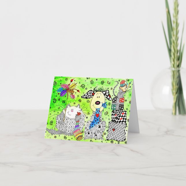 Tarjeta de saludo para perros, gatos y Navidades d (Anverso)