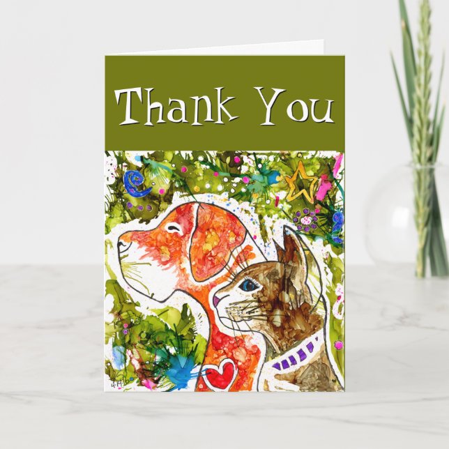 Tarjeta de saludo para perros y gatos, fina y colo (Anverso)