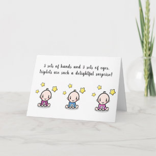 tarjeta de saludo para trillizos, niños trillizos 