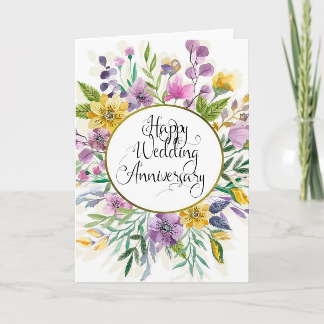 Tarjeta de saludo para un aniversario Boda (Anverso)