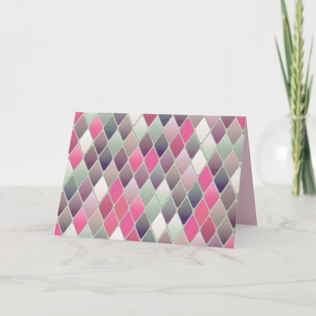 tarjeta de saludo pastel de diamante verde rosa (Anverso)