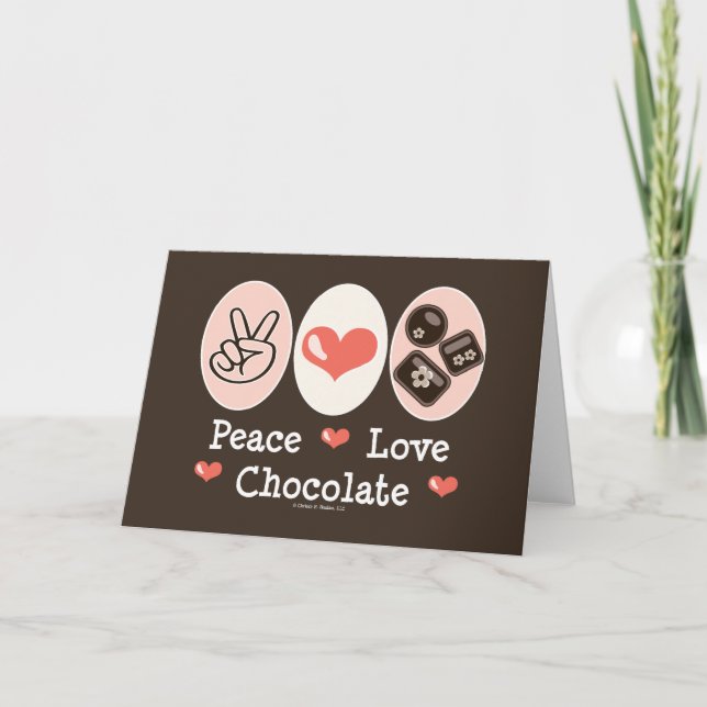 Tarjeta de saludo Peace Love Chocolate Blank (Anverso)